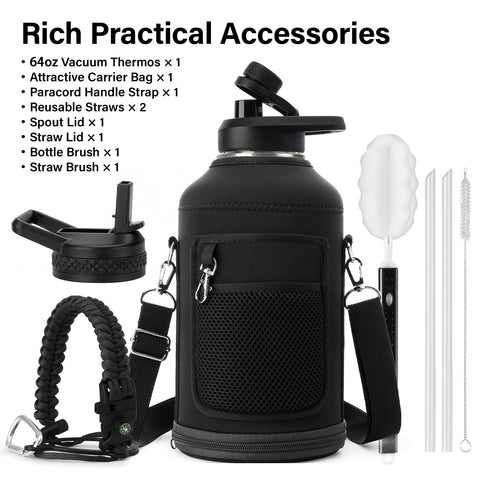 DYSANKY bottle with straw accessory and carrier bag for easy gym and hiking use