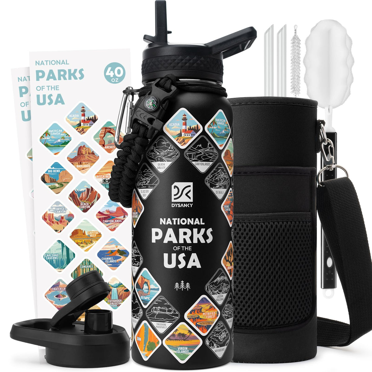 DYSANKY National Parks bottle 40 oz insulated steel, ideal for all-day hydration.