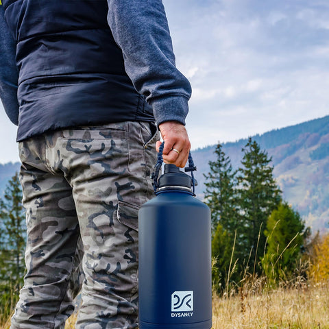 DYSANKY in-use hiking scene showing hydration on trail