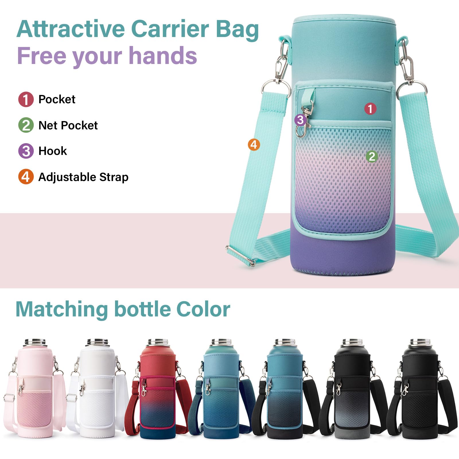 DYSANKY water bottle braided handle provides a comfortable grip during workouts.
