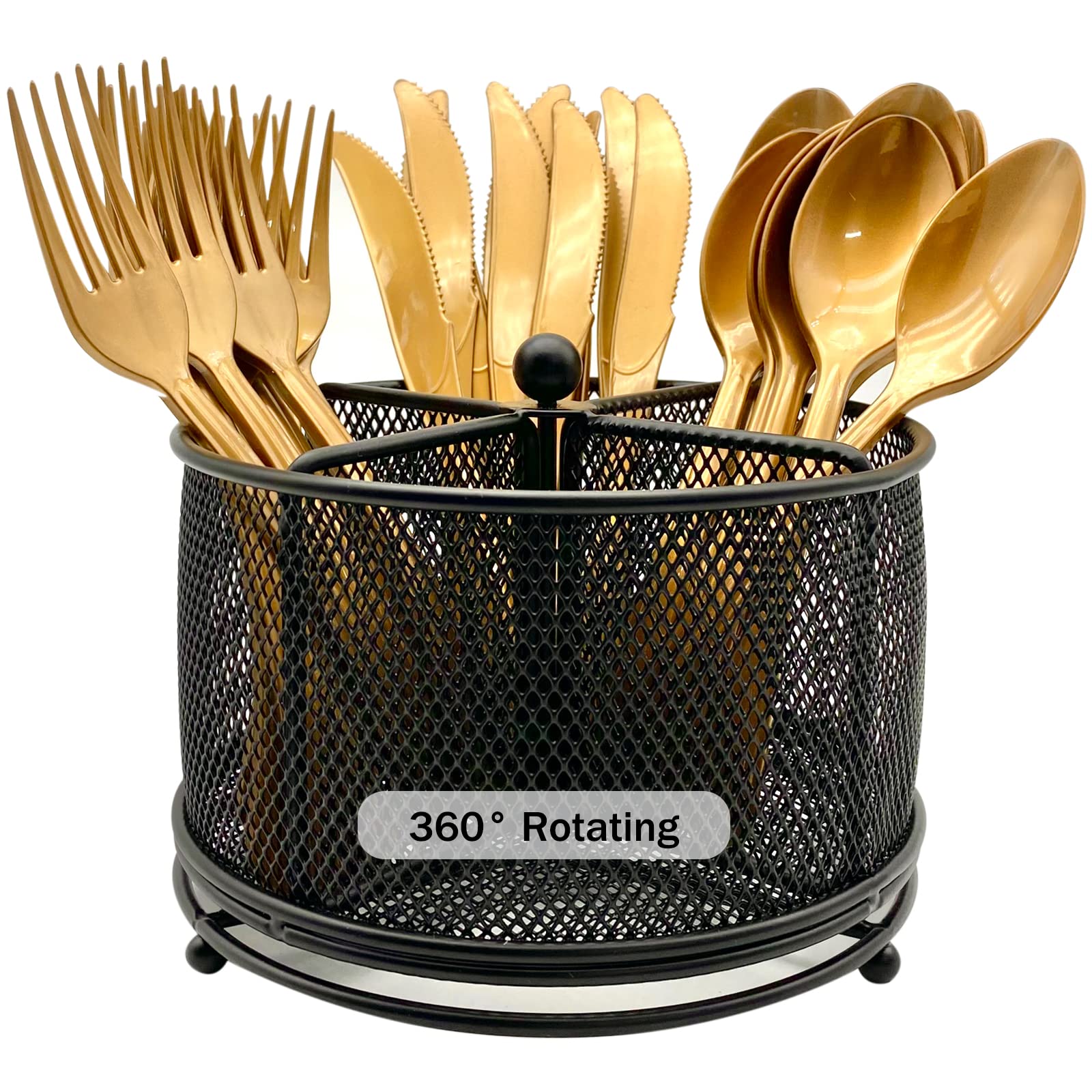 DysanVica 360° rotating utensil caddy keeps counter organized for quick access.