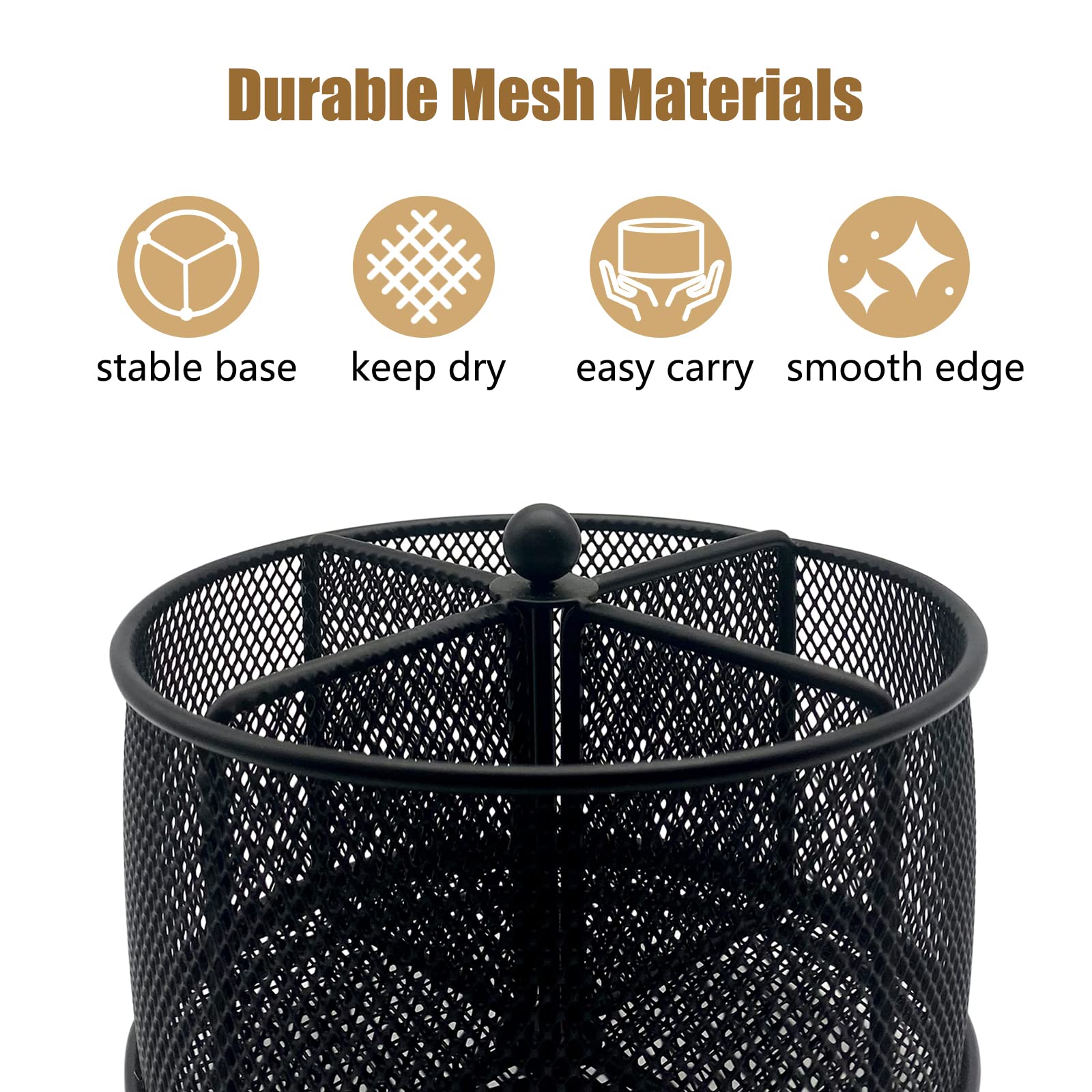 DysanVica metal mesh countertop organizer offers breathability and easy cleaning.