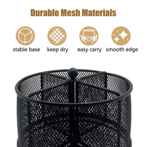 DysanVica metal mesh countertop organizer offers breathability and easy cleaning.