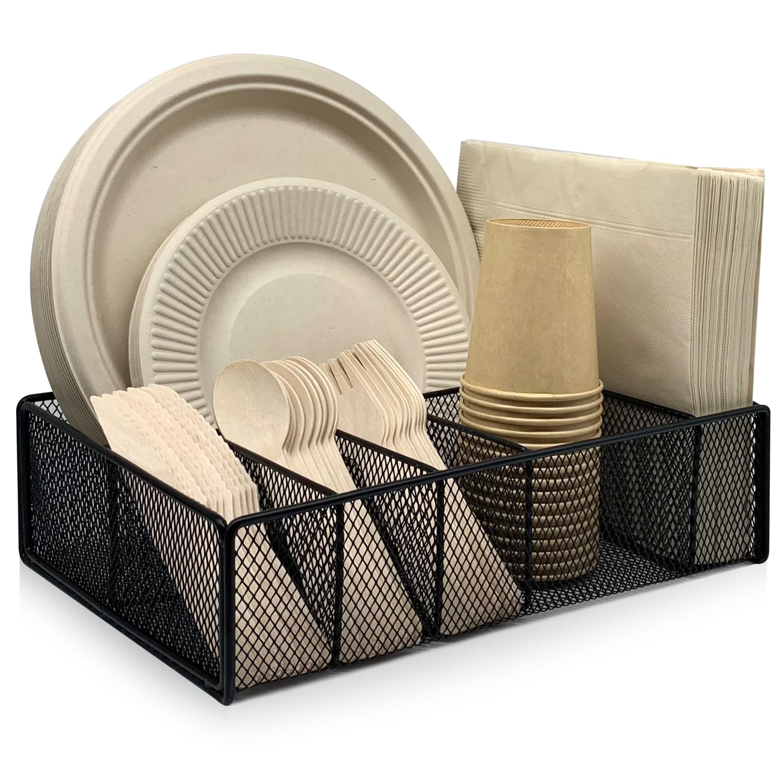 DysanVica metal paper plate holder counter organizer keeps plates neatly accessible.