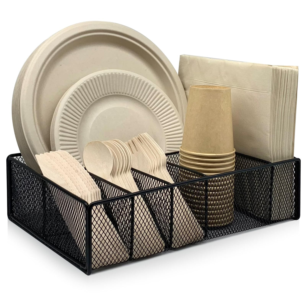 DysanVica metal paper plate holder counter organizer keeps plates neatly accessible.