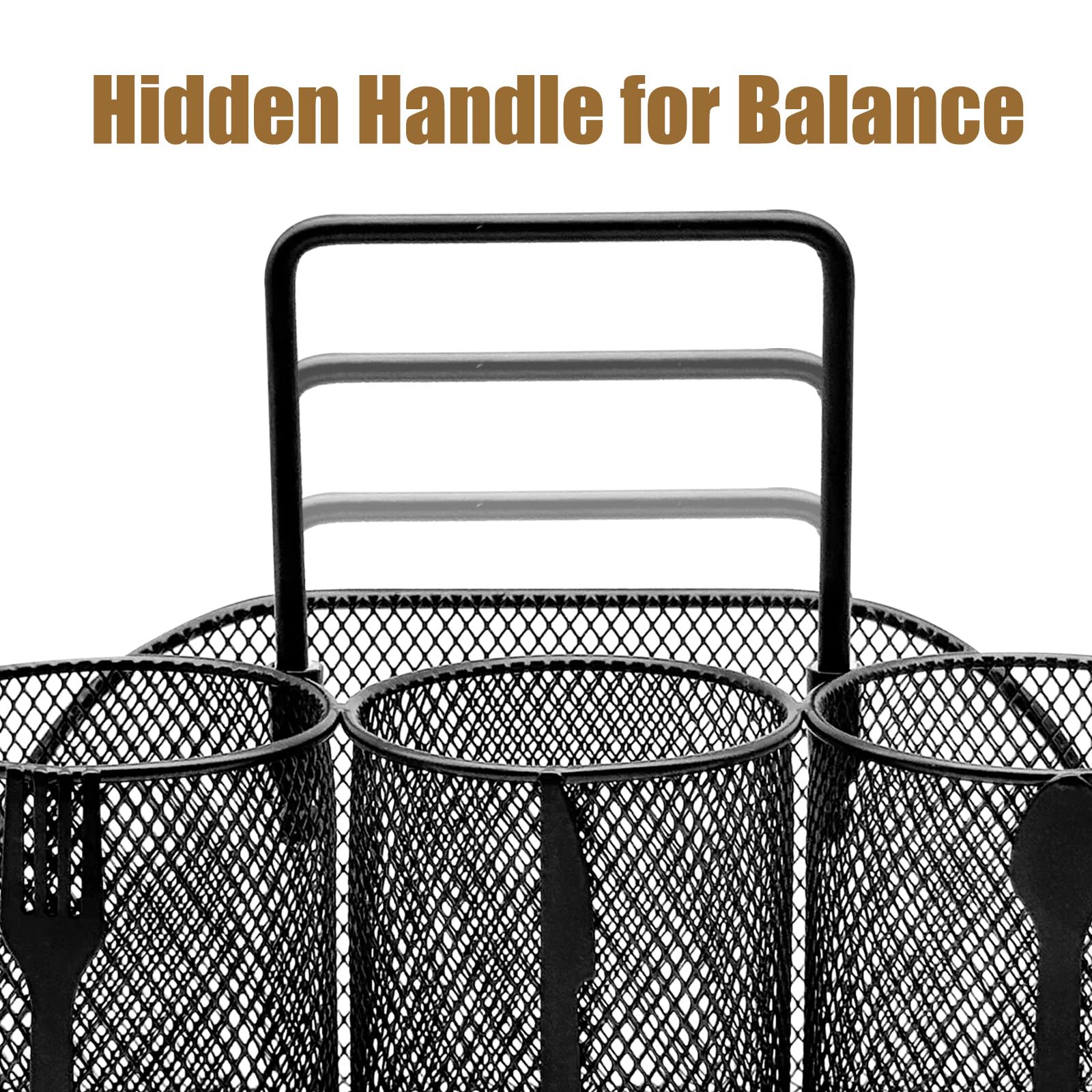 DysanVica silverware organizer features a hidden handle for easy access.