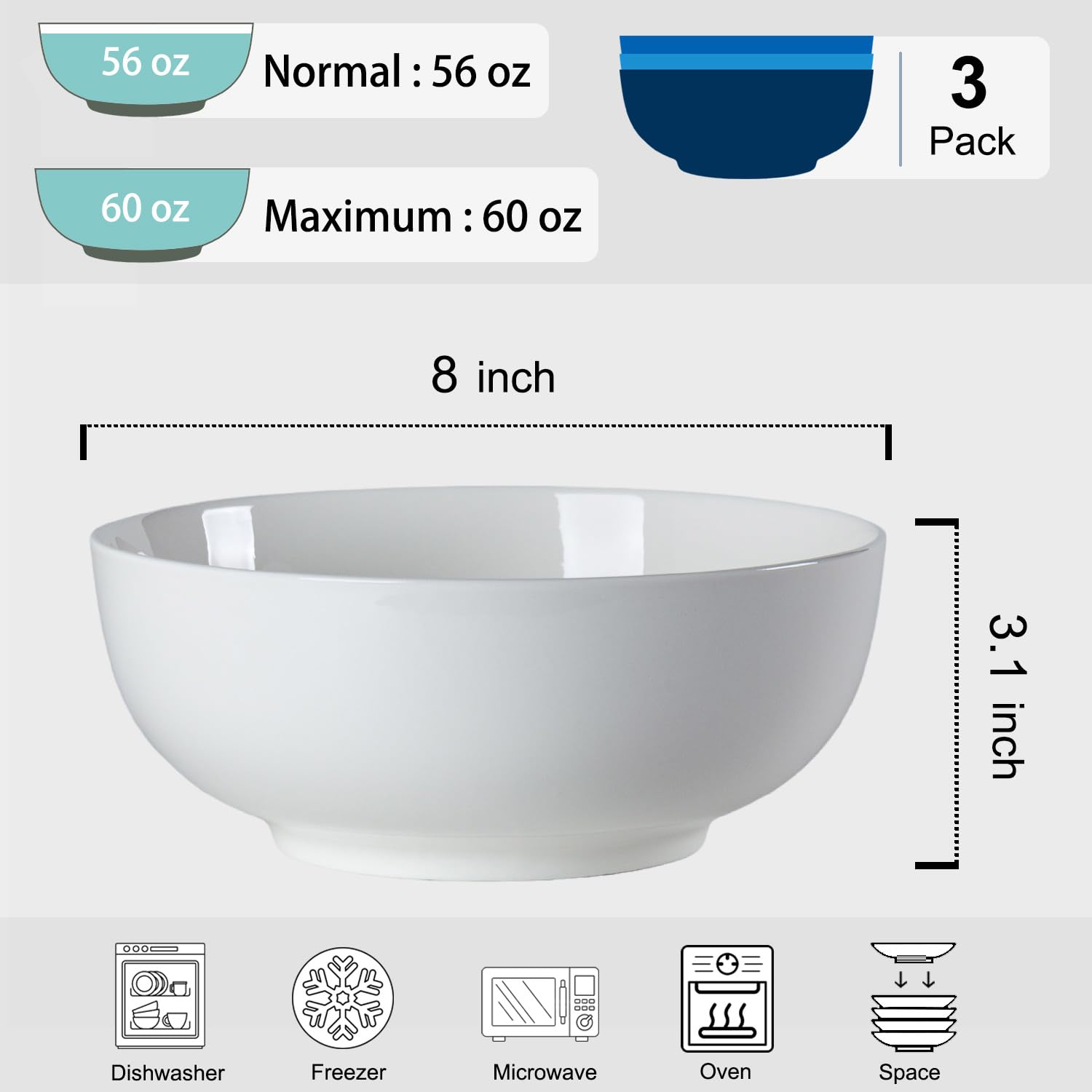 Dyware 8-inch pho bowl in off-white ideal for noodles