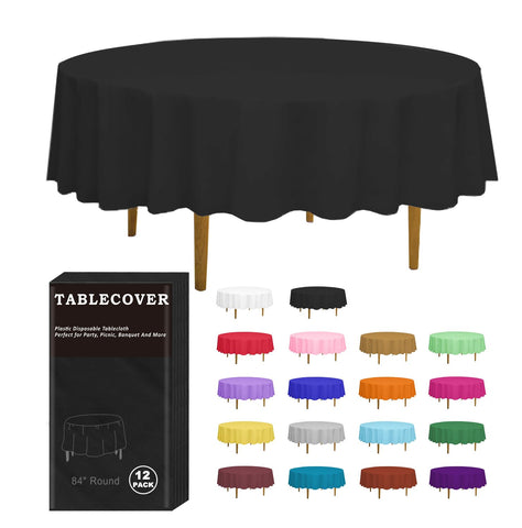 D&Z black round tablecloth 84in for quick stylish setup