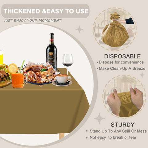 D&Z disposable gold tablecloth, perfect for weddings and parties with quick cleanup.
