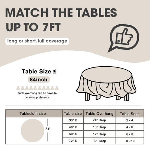 D&Z 84inch round tablecloth provides table coverage and protection