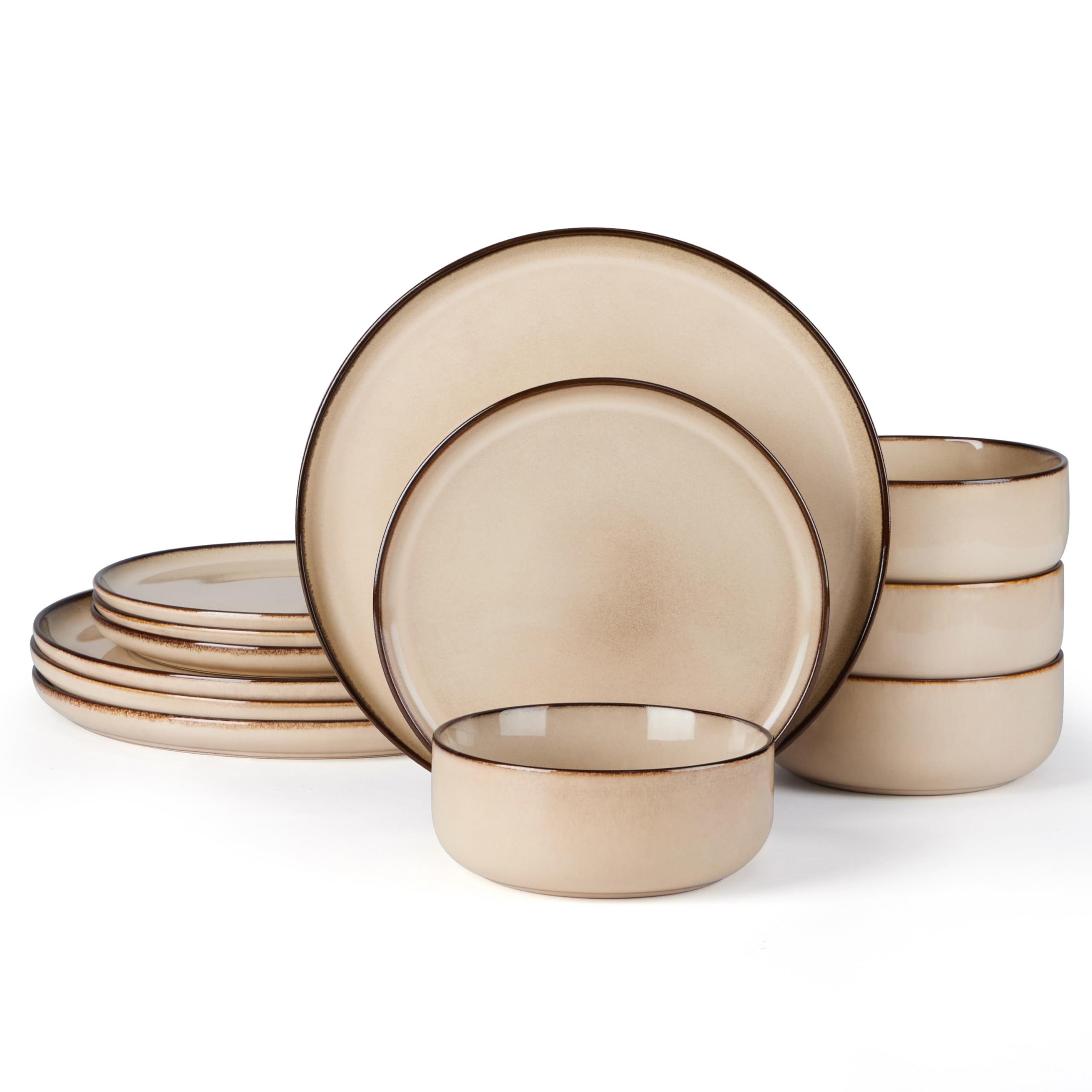 E-far dinner plates with stoneware finish for durable, elegant tableware