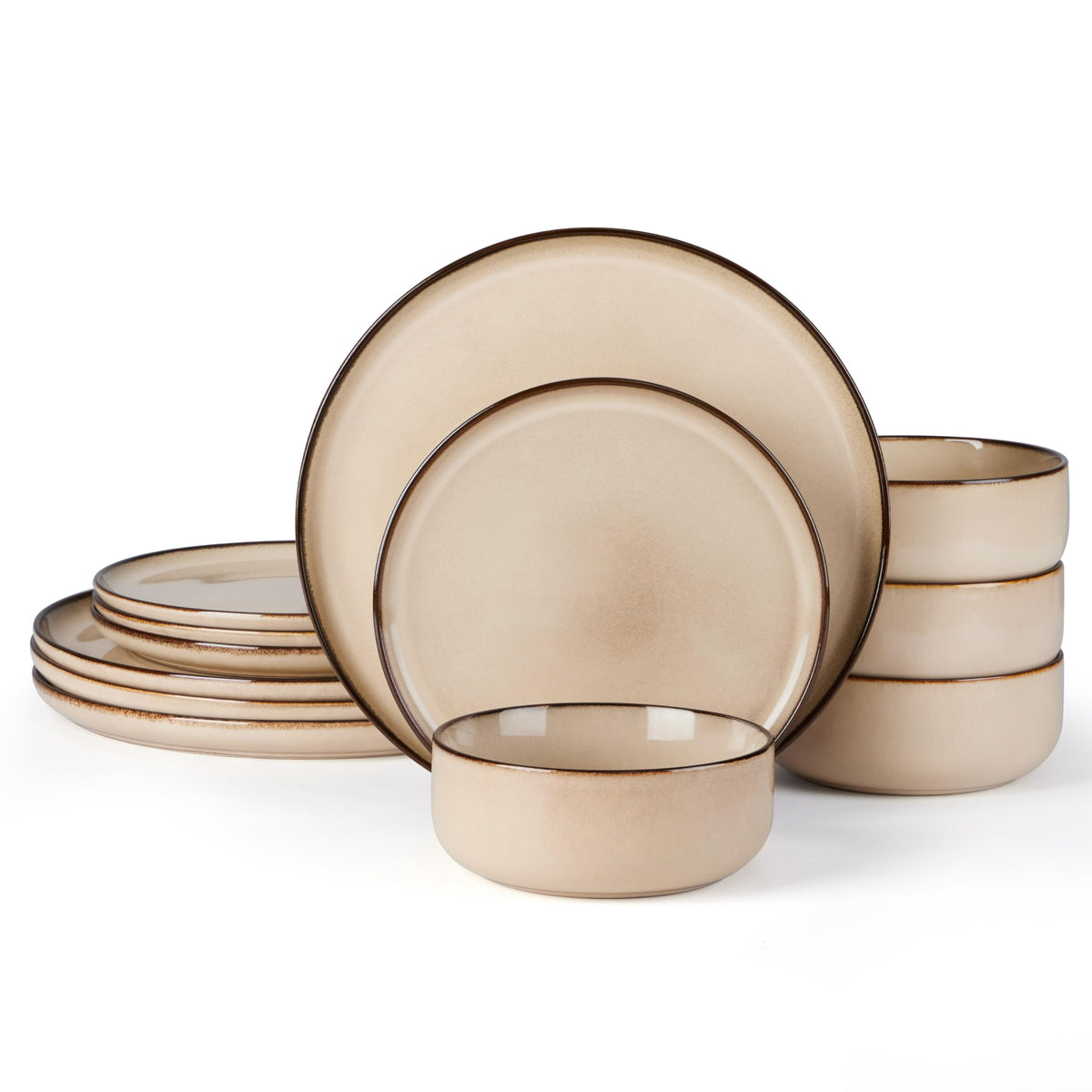 E-far dinner plates with stoneware finish for durable, elegant tableware