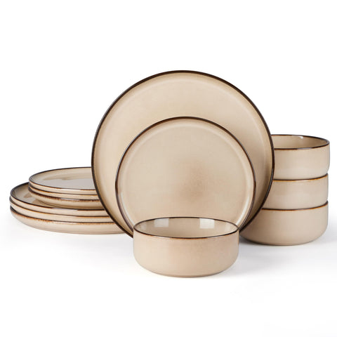 E-far dinner plates with stoneware finish for durable, elegant tableware
