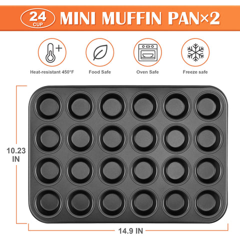 E-far 2-pack mini muffin pan corner close-up showing smooth nonstick surface