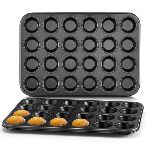 E-far 2-pack mini muffin pan top view ready for batch baking