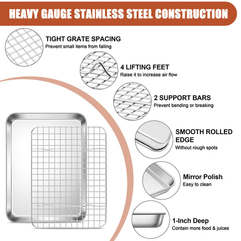 E-far baking pan with rack set non-toxic stainless steel