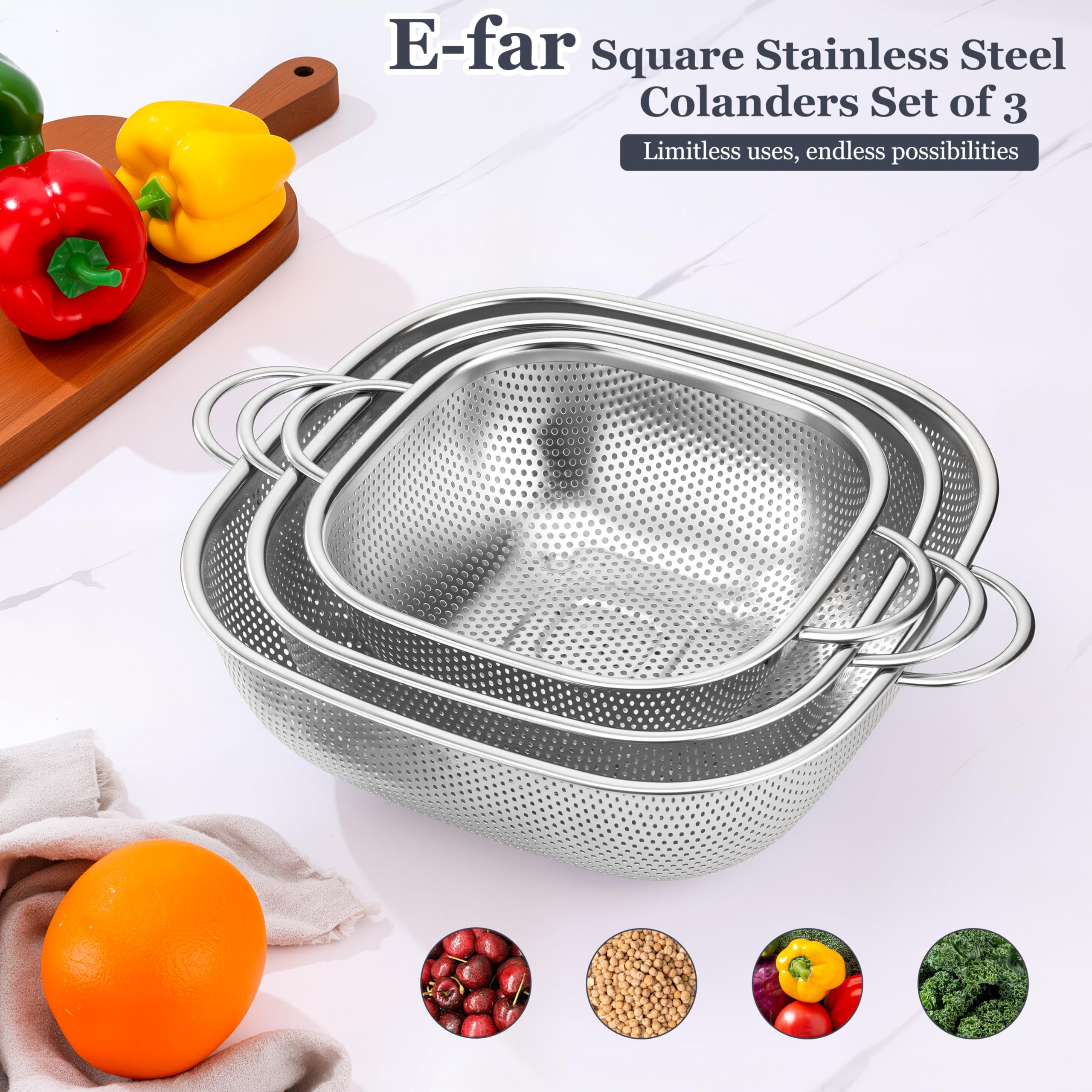 E-far nesting design saves cabinet space and organizes utensils.