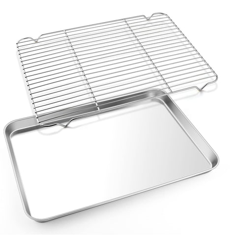 E-far cookie sheet with rack set for even baking and easy cooling.