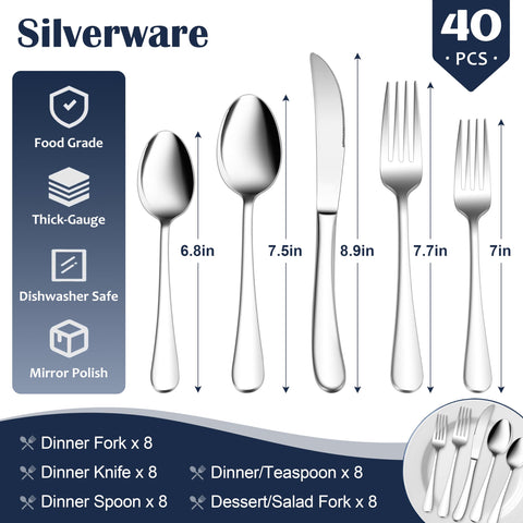 E-far dinner spoons in stainless steel with smooth edges for comfortable scooping