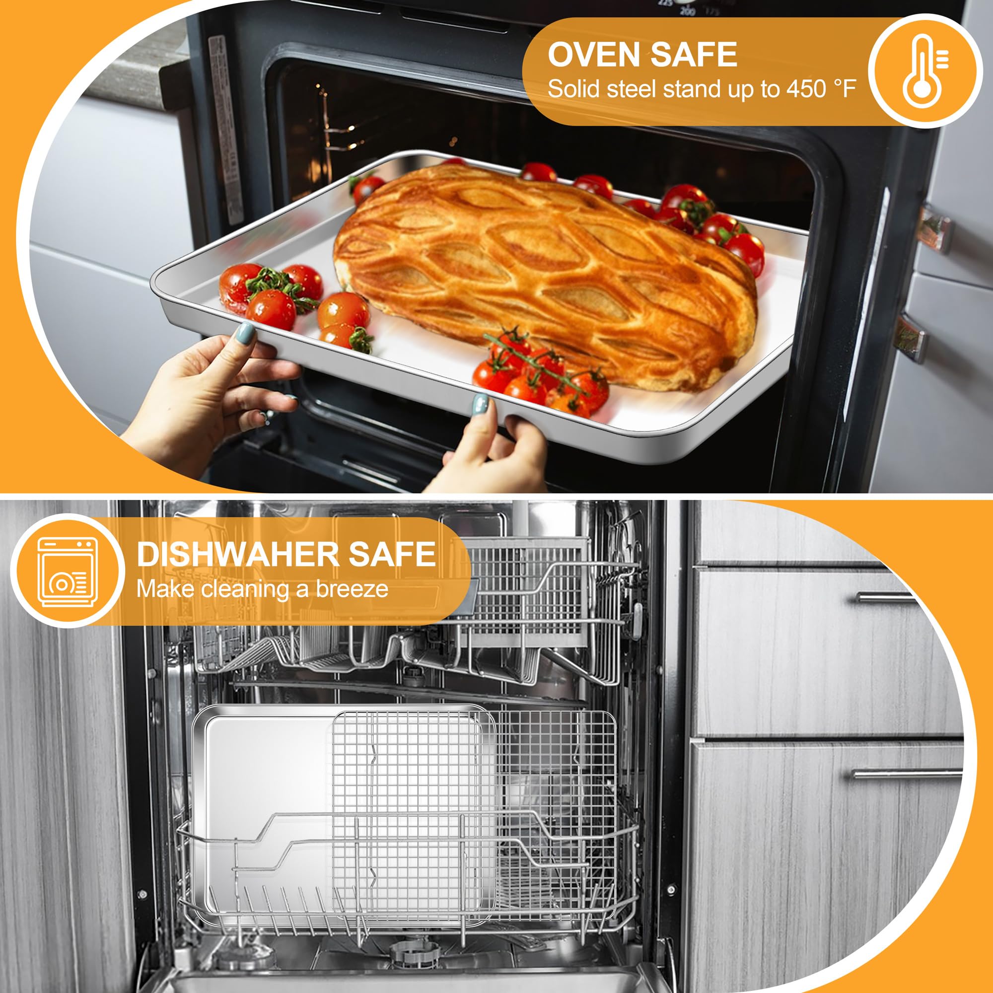 E-far dishwasher-safe pan cleans easily after cooking.