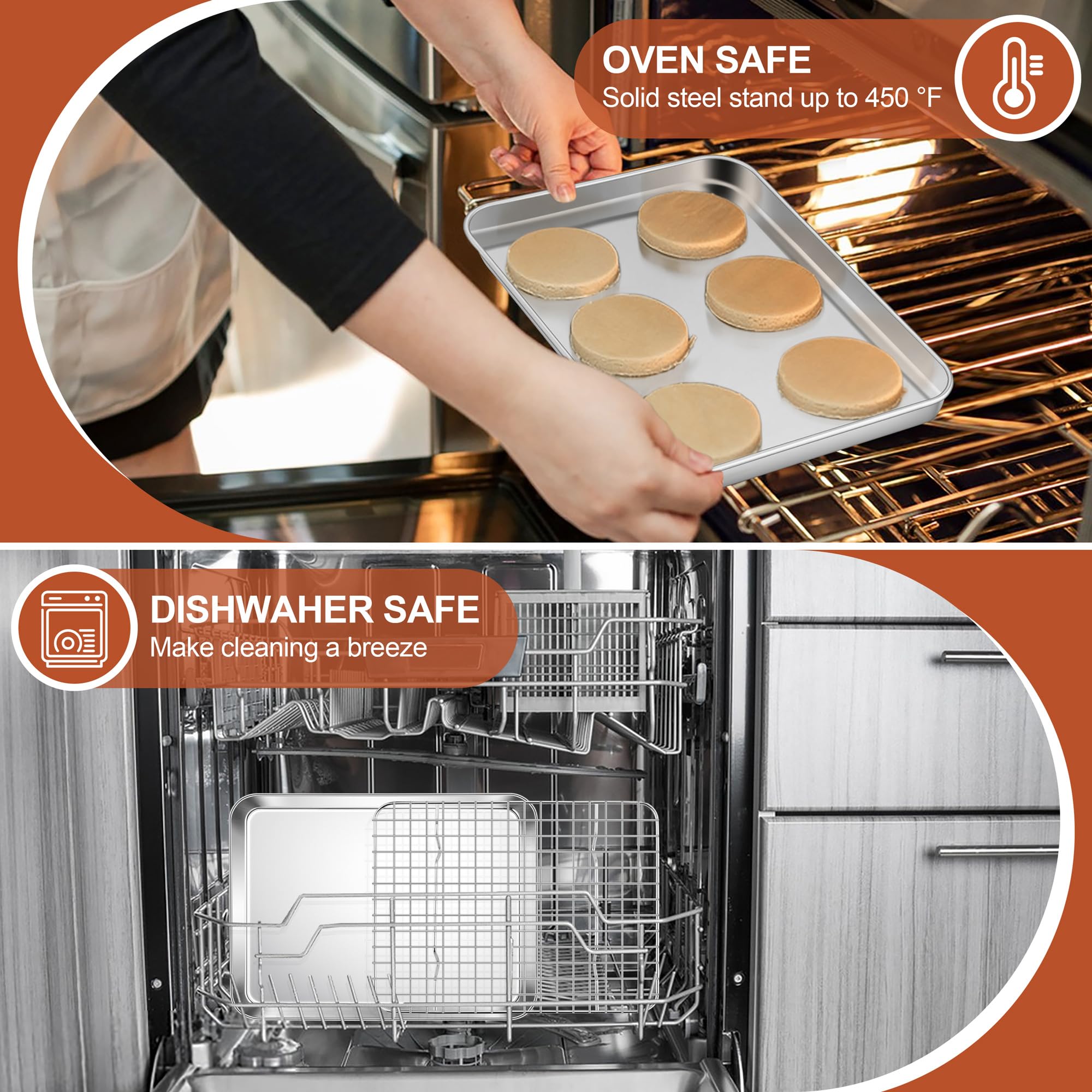 E-far dishwasher-safe baking sheet and rack simplify cleanup