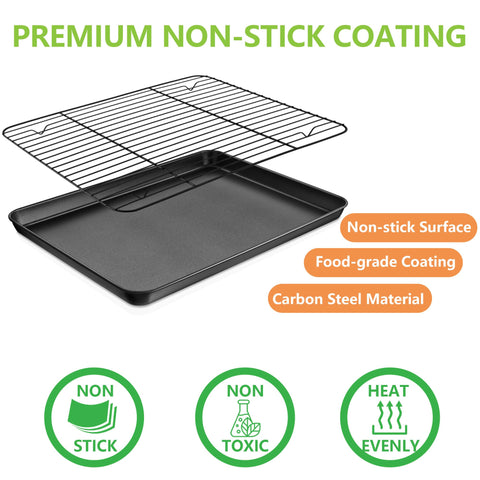 E-far even heat core ensures uniform baking across the pan.
