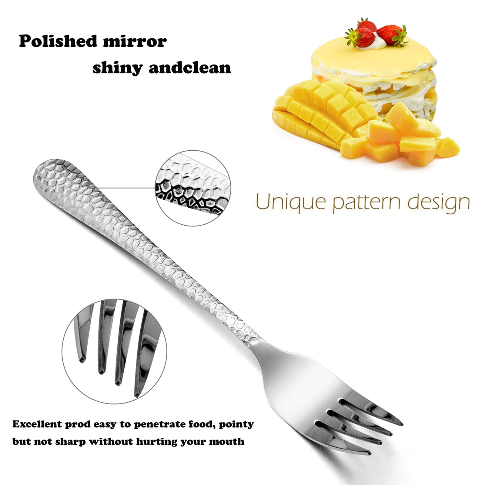 E-far hammered dinner forks with a mirror polished finish for shine