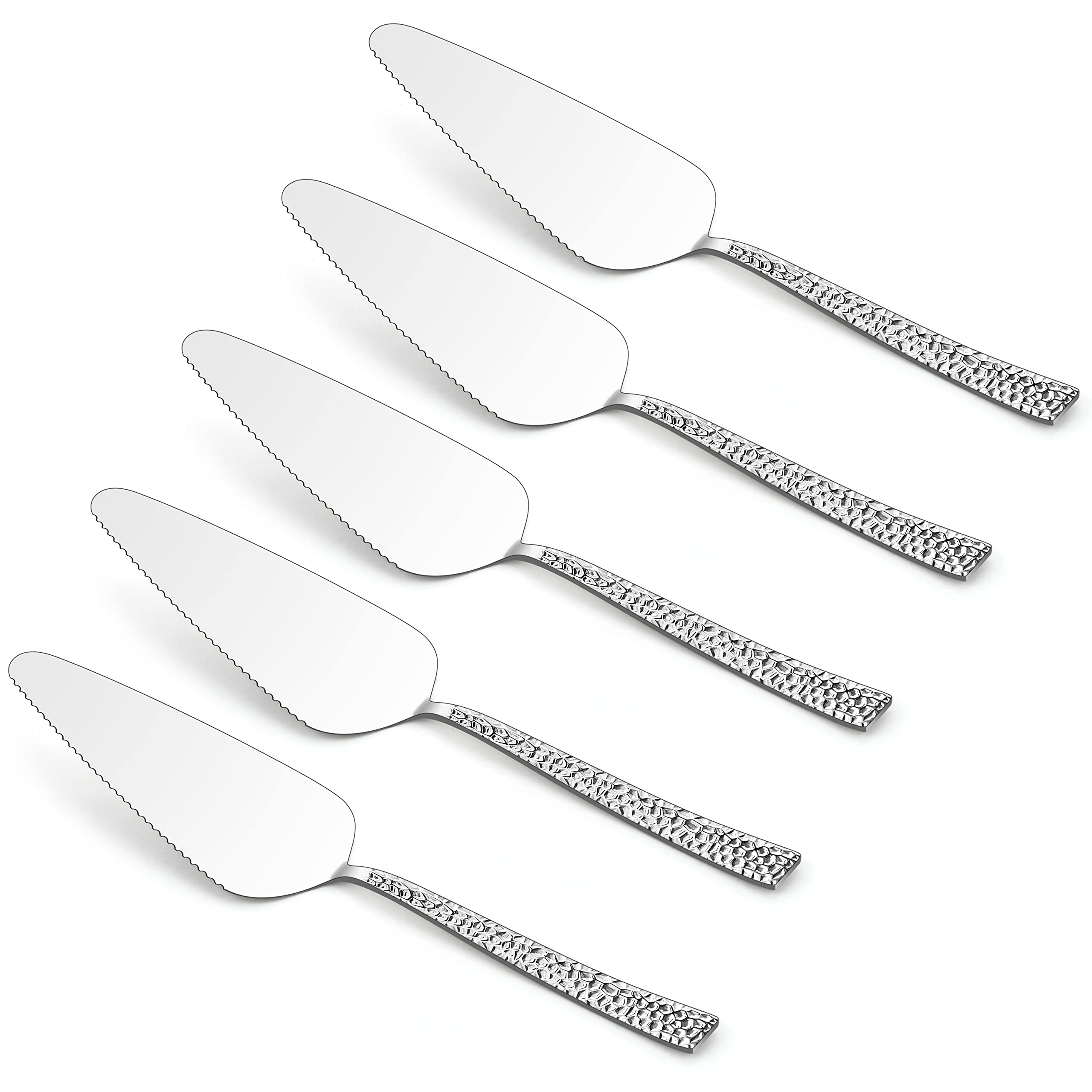 E-far hammered pie server front view for durable, stylish serving