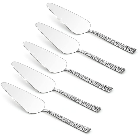 E-far hammered pie server front view for durable, stylish serving