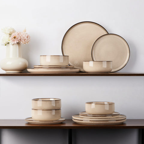 E-far neutral white tableware pairing with multiple decors