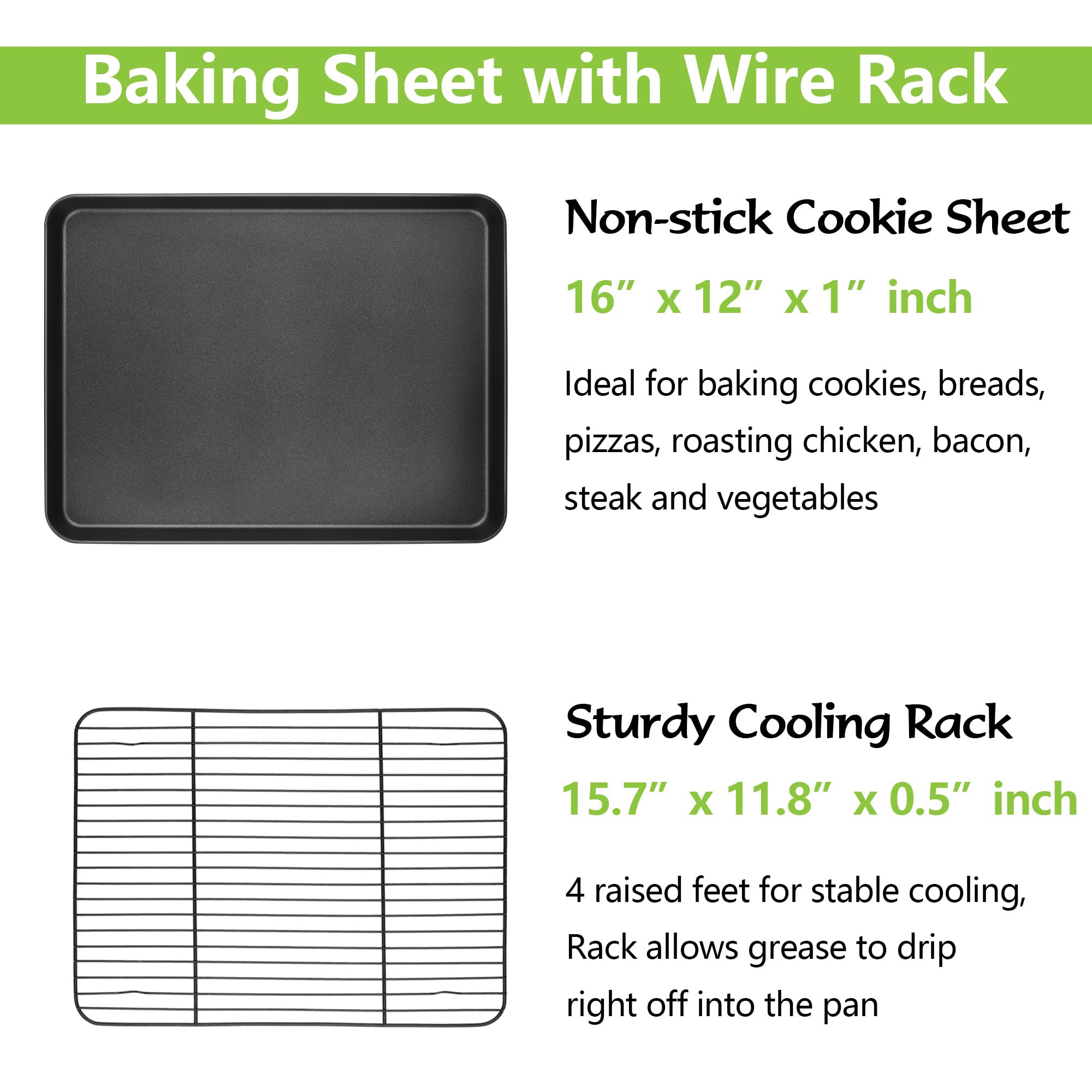 E-far nonstick coating on baking sheet supports quick release and minimal sticking.