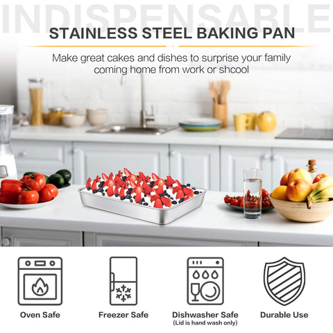 E-far rectangle pan in oven with flat bottom for even heat