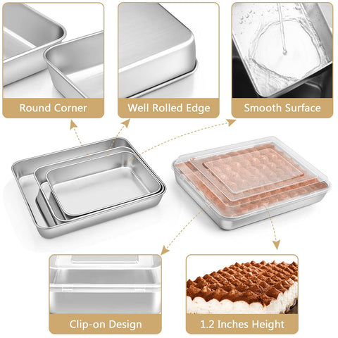 E-far rectangular pan 10.4x8 inches with lid ideal for sheet cakes