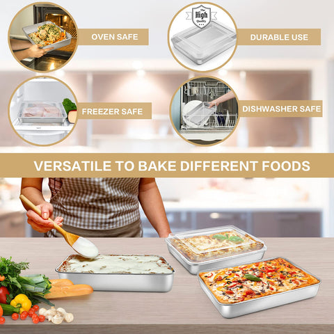 E-far rectangular pan 12.4x9.6 inches with lid for large casseroles