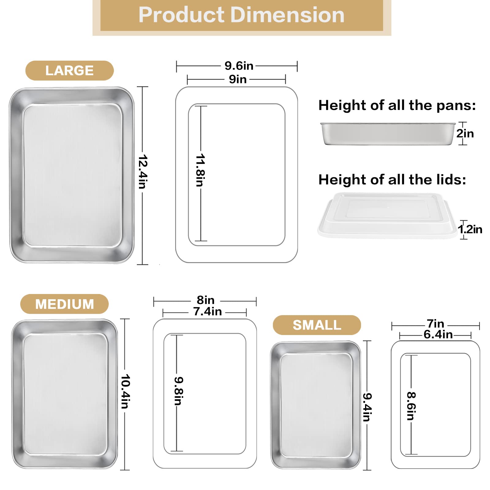 E-far rectangular pan 9.4x7 inches with lid for compact multi-dish baking