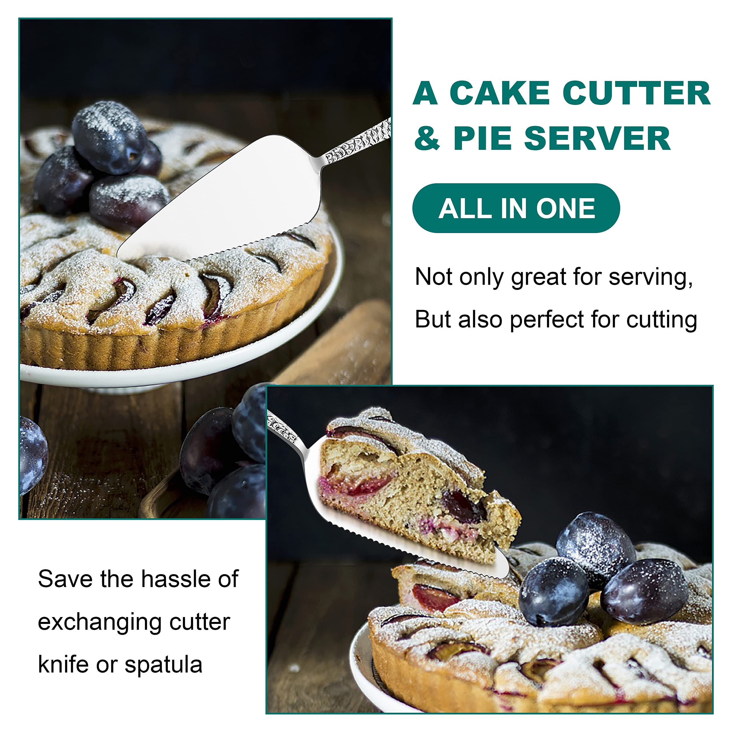 E-far serrated-edge pie server easy cutting for pies and quiches