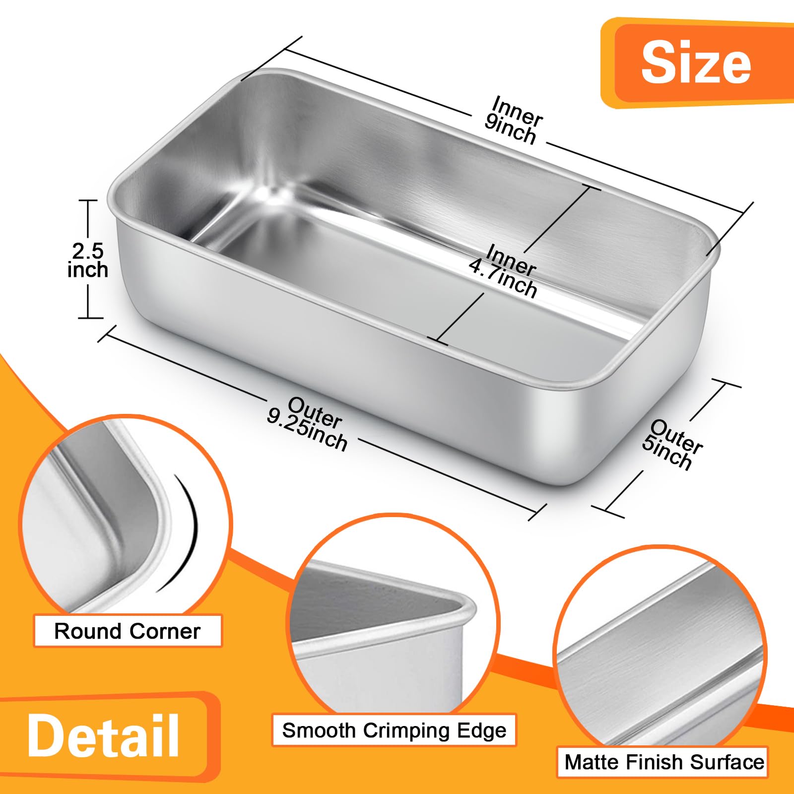 E-far solid one-piece loaf pan close-up showing durable construction.
