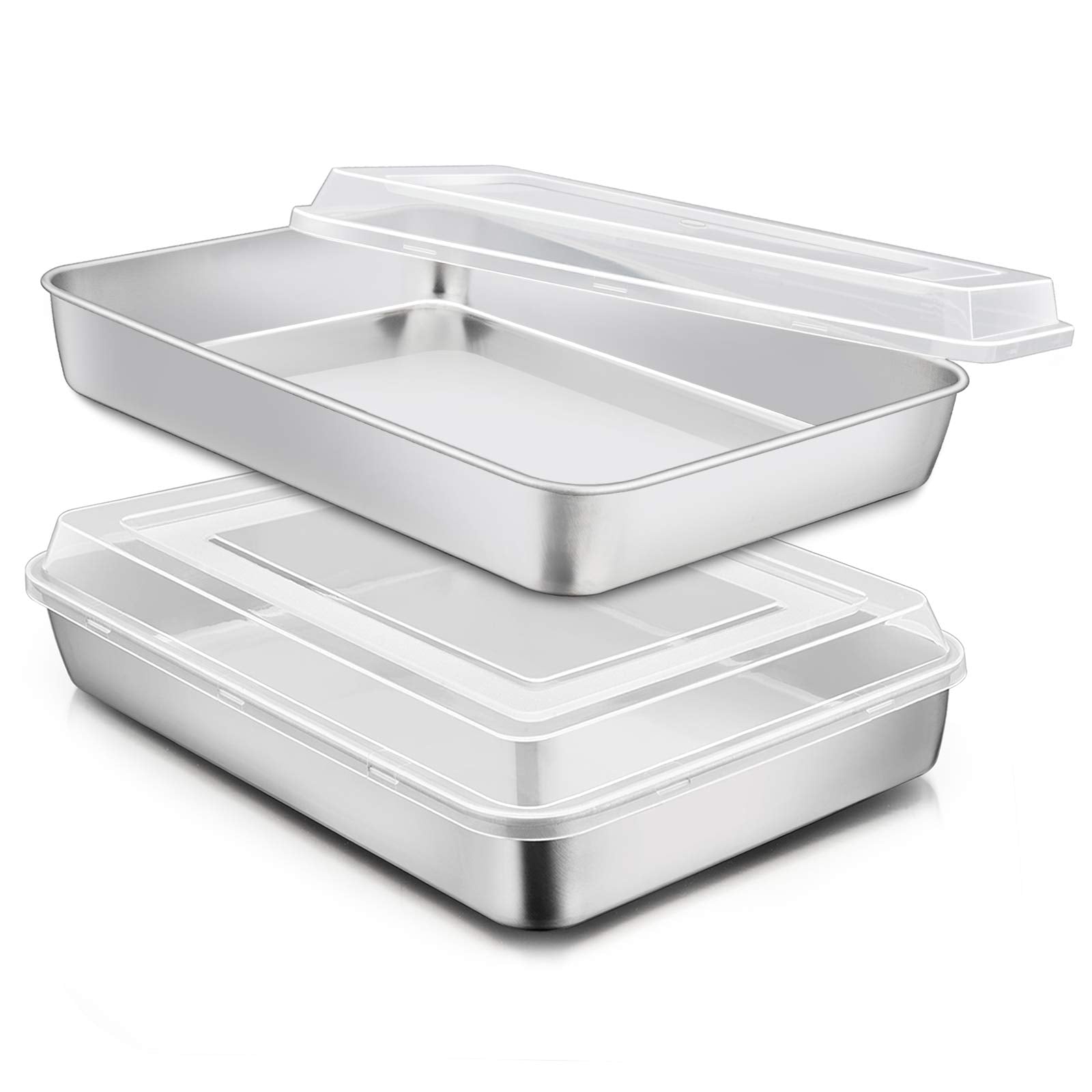 E-far stainless steel baking pan with lid set, two rectangles ready for baking