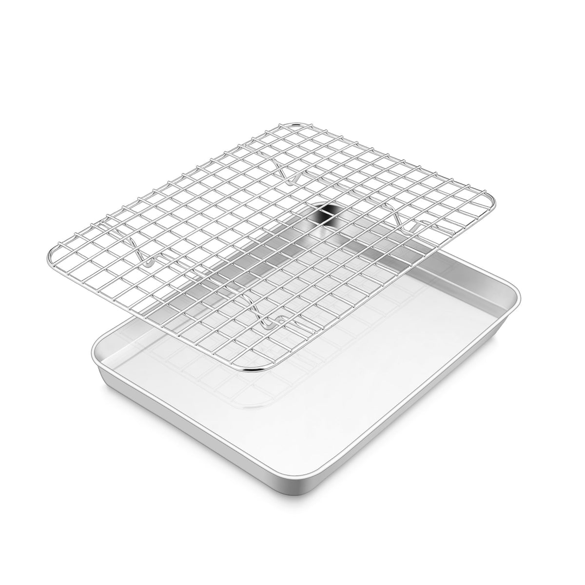 E-far stainless steel baking sheet with rack for even heating in ovens and toaster ovens