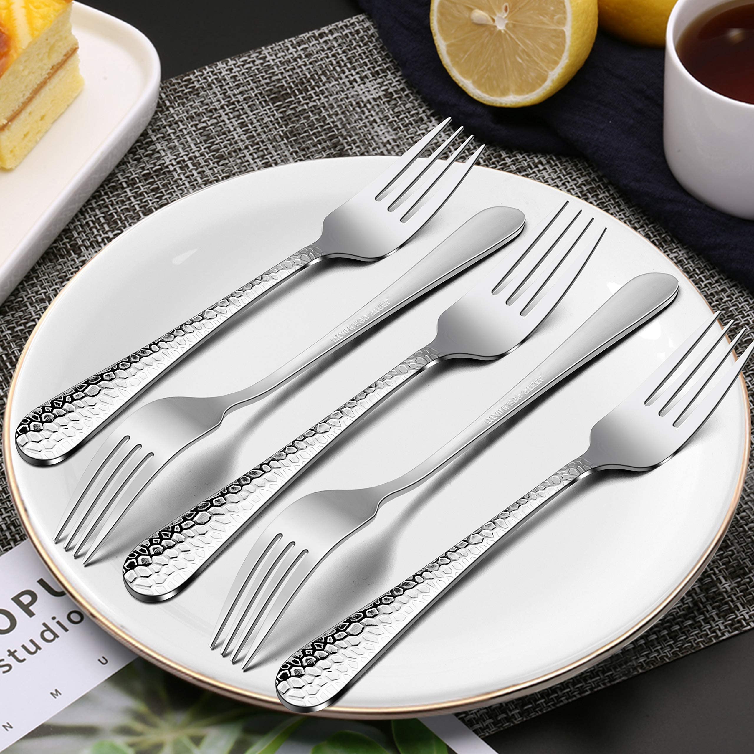 E-far stainless steel hammered forks are dishwasher safe for busy kitchens