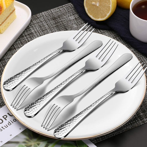 E-far stainless steel hammered forks are dishwasher safe for busy kitchens