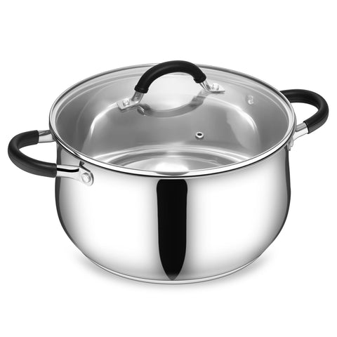E-far stock pot 8 qt in stainless steel, perfect for family meals and sauces.
