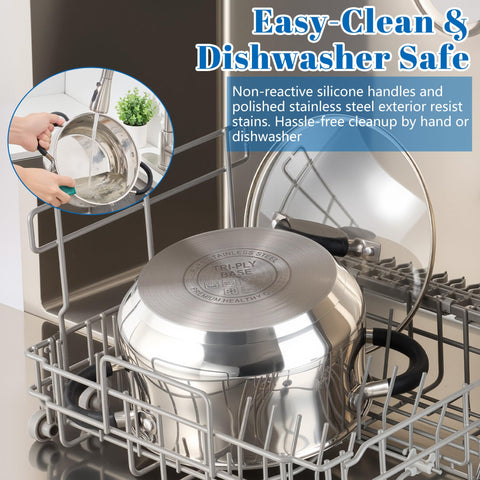 E-far dishwasher-safe stock pot for hassle-free cleanup.