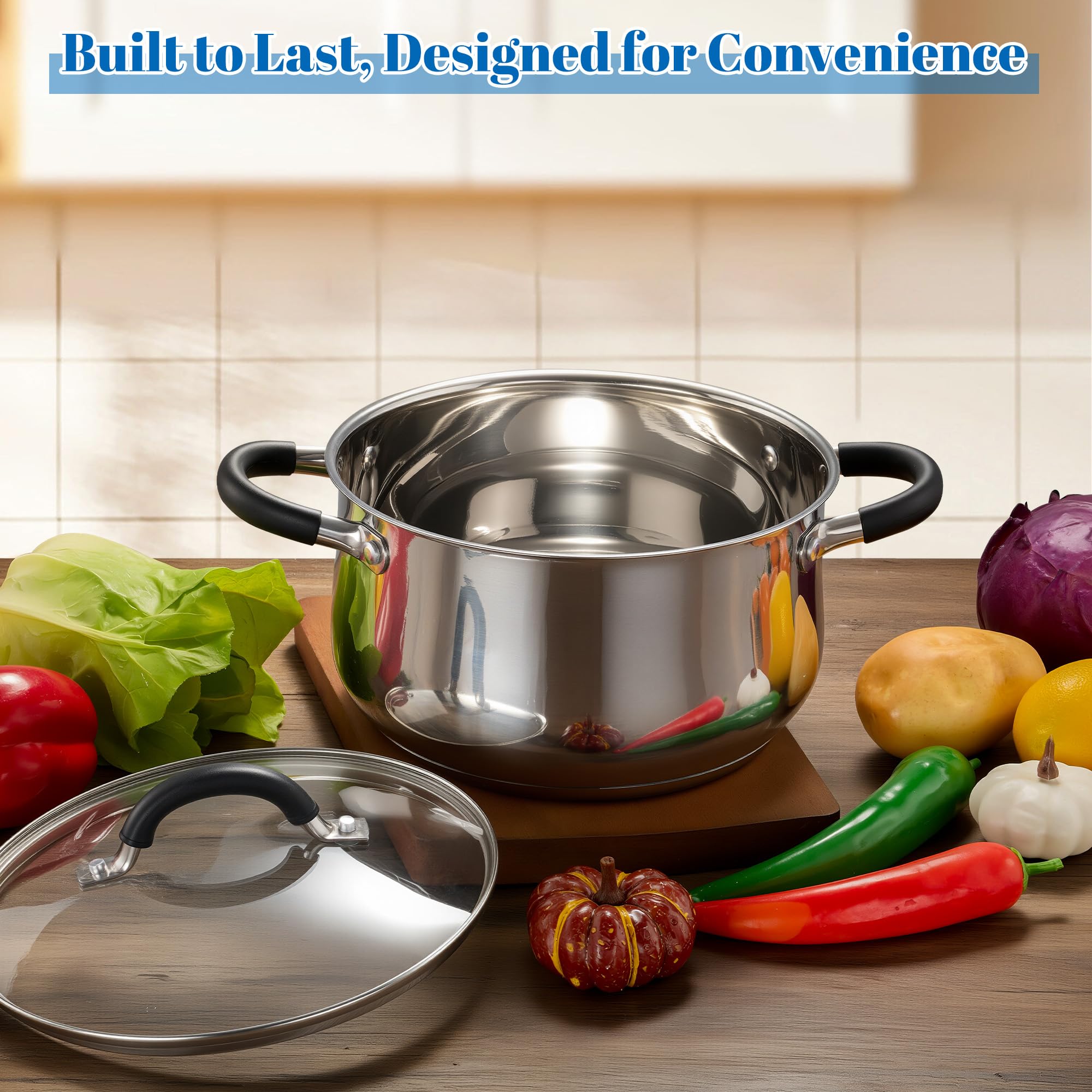 E-far induction-compatible base works on all stoves and heat sources.