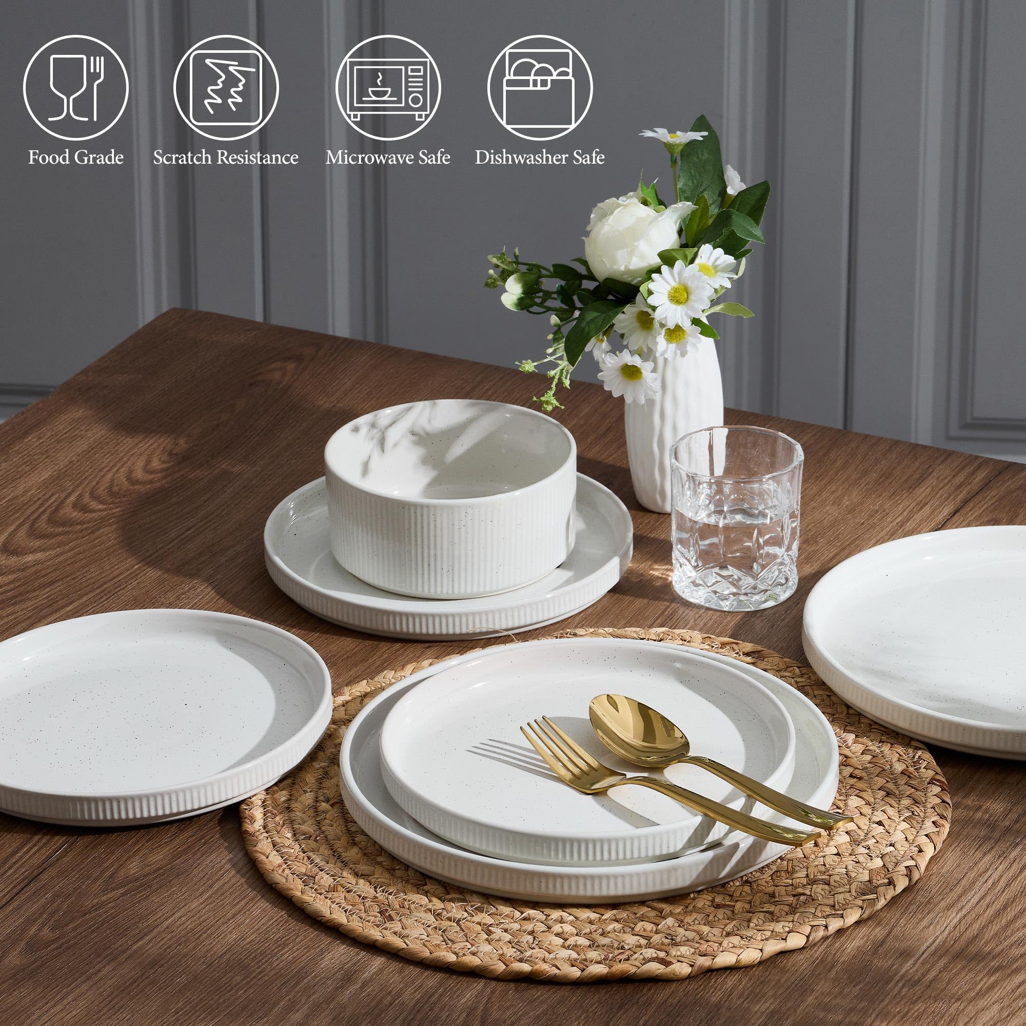 E-far stoneware cereal bowl ready for soups or cereals with sturdy grip.