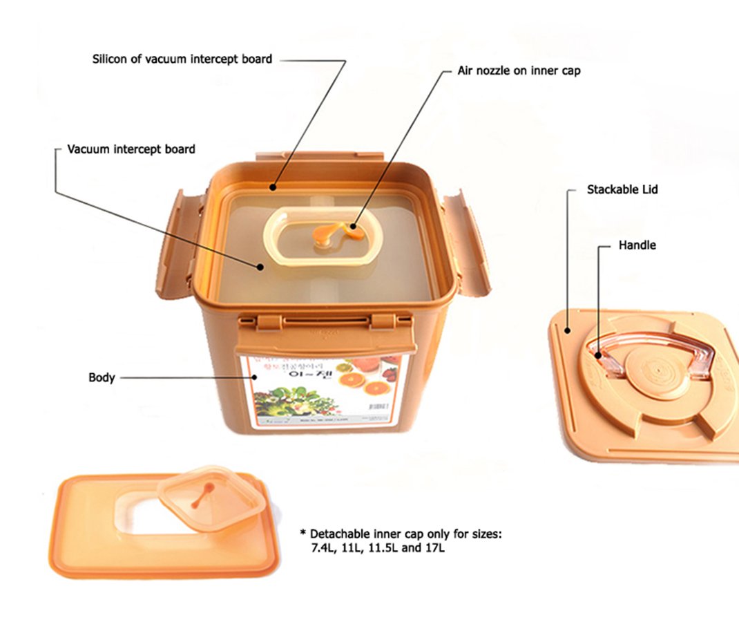 e-jen Premium Kimchi Container earthenware brown shows traditional design with modern safety and versatility.