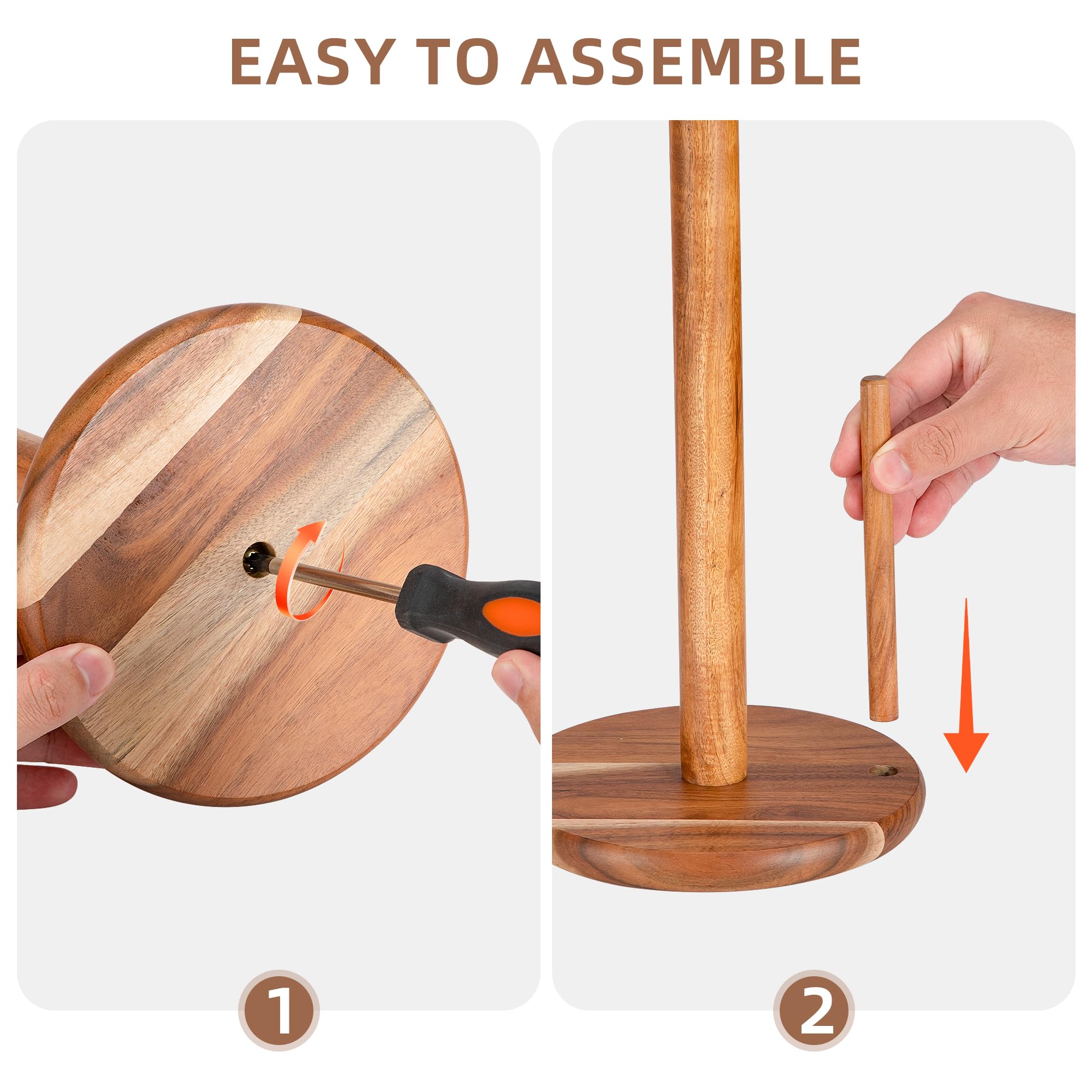 E-ROOM TREND Acacia wood paper towel holder natural finish complements any decor