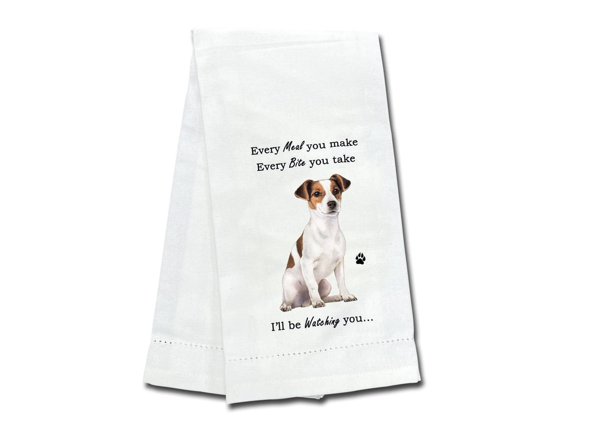 E&S Pets Jack Russell towel front design enhances kitchen decor and absorbency