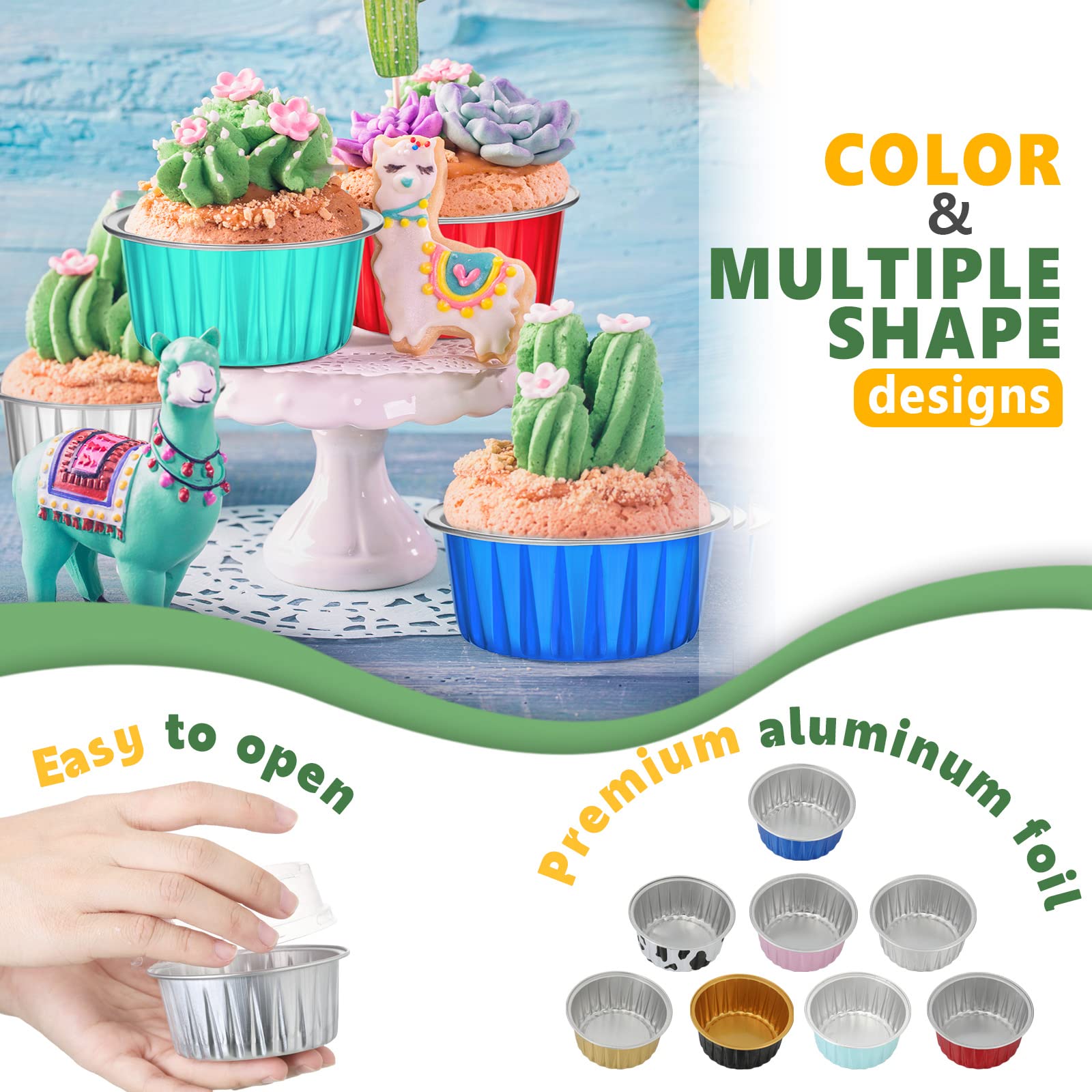Eaasty blue aluminum muffin cups with lids, easy to transport.