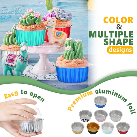 Eaasty blue aluminum muffin cups with lids, easy to transport.
